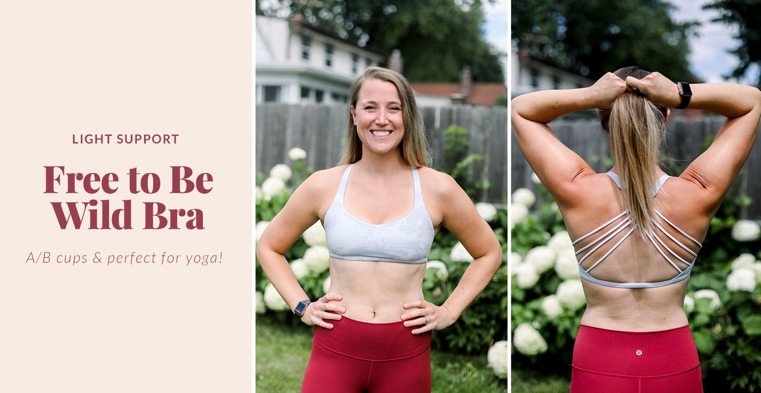 free to be wild sports bra from lululemon that's great for yoga