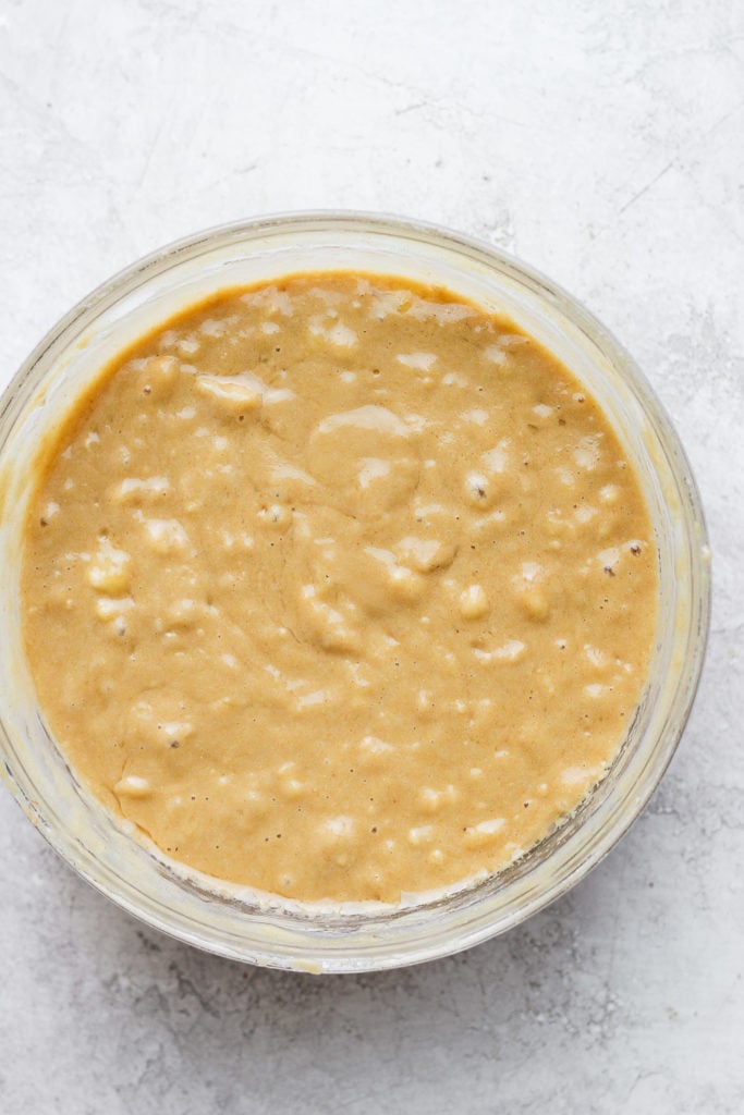 The best ever healthy banana bread recipe made with real food and just a few staple ingredients! banana bread batter