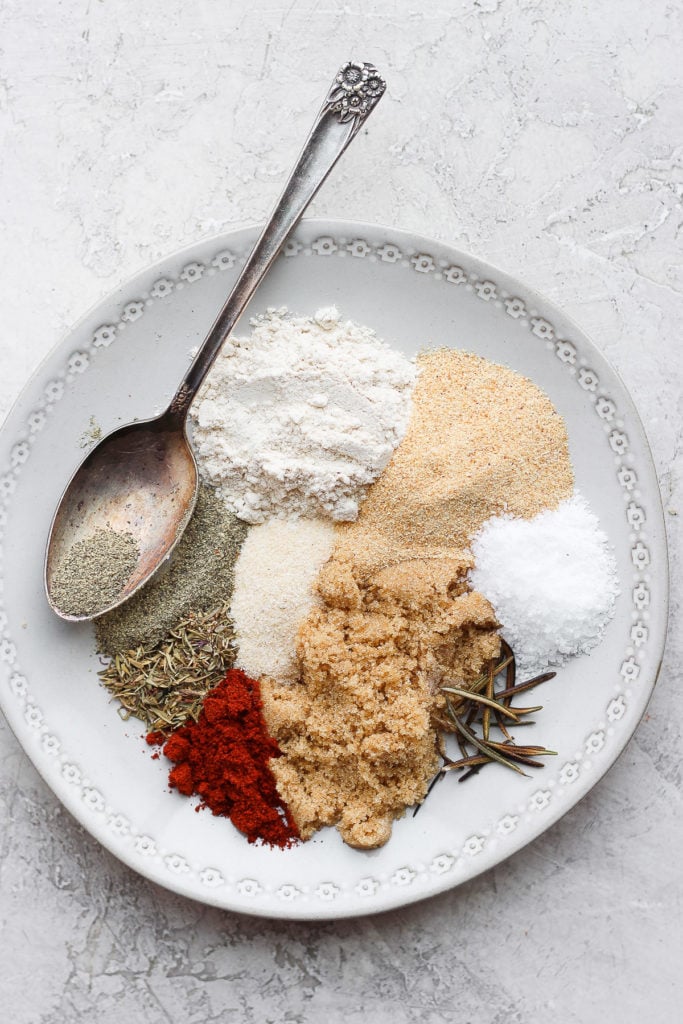 Beef stew seasonings on a plate.