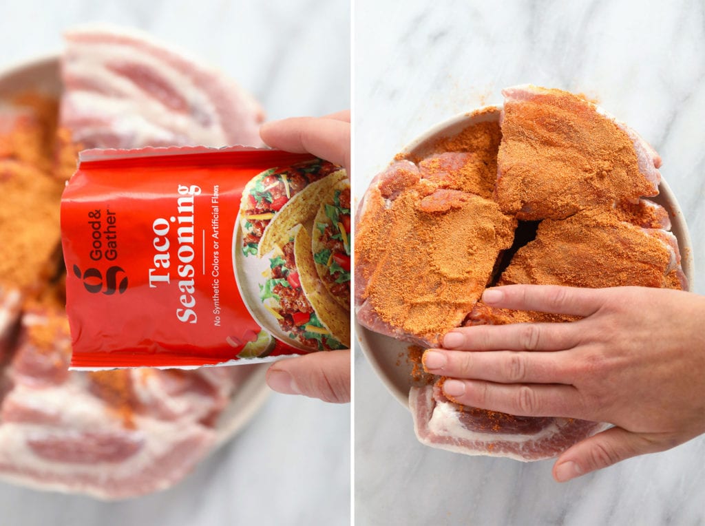 taco seasoning rubbed on porl