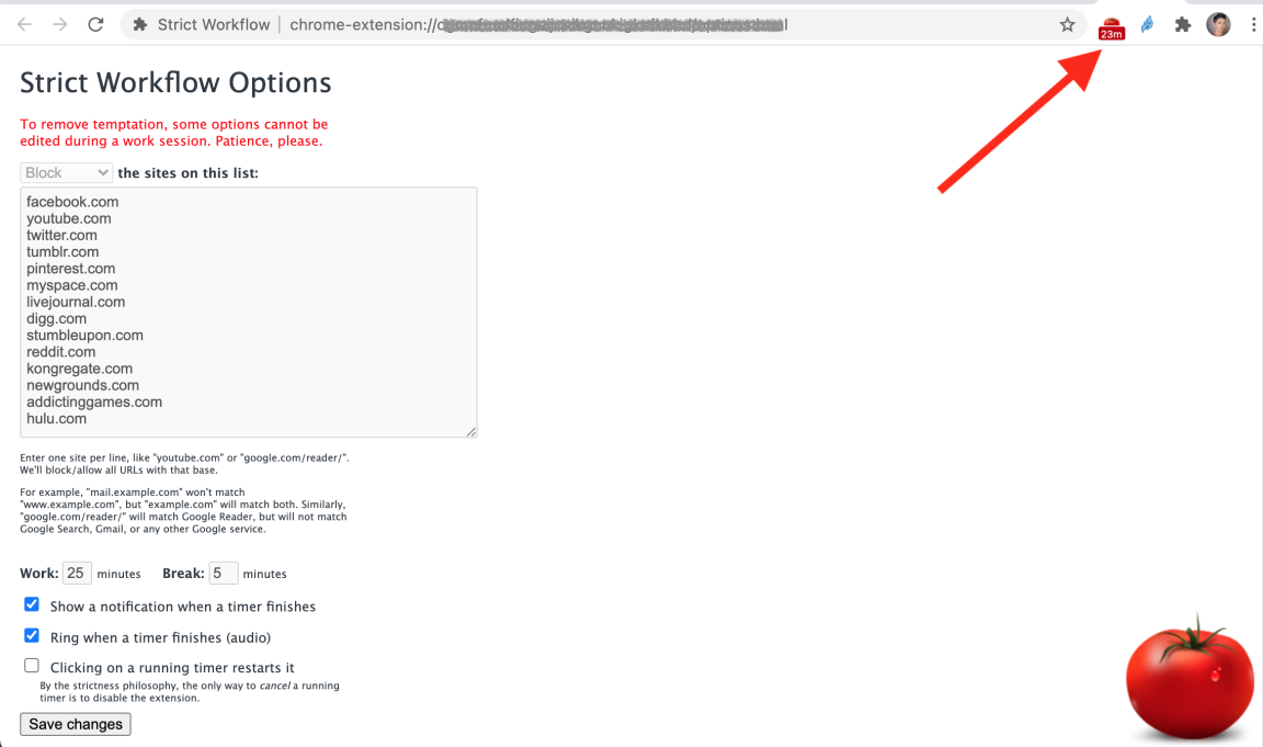 Strict Workflow Chrome extension