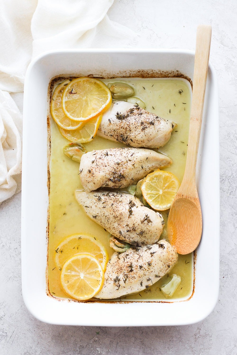 baked lemon chicken in dish