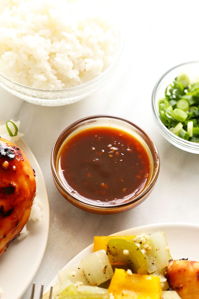 No need to buy teriyaki sauce when you can make a homemade teriyaki sauce recipe in your own kitchen! Bonus, this teriyaki sauce can also double as a marinade. teriyaki sauce in bowl