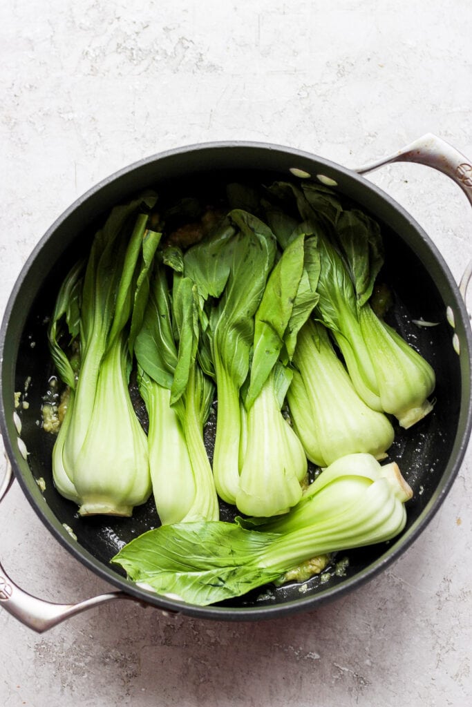 Bok choy in a pot.