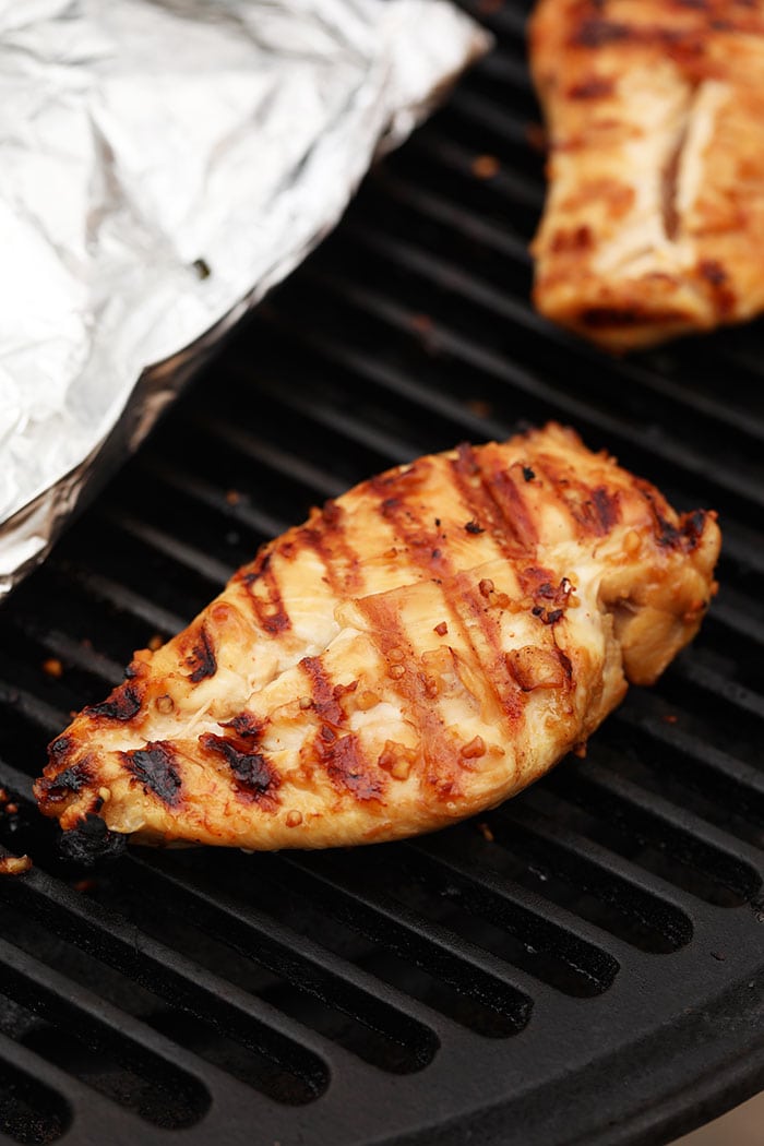 Our grilled teriyaki chicken is made with a simple homemade teriyaki chicken marinade and grill on the bbq! Grilled chicken breast on a grill