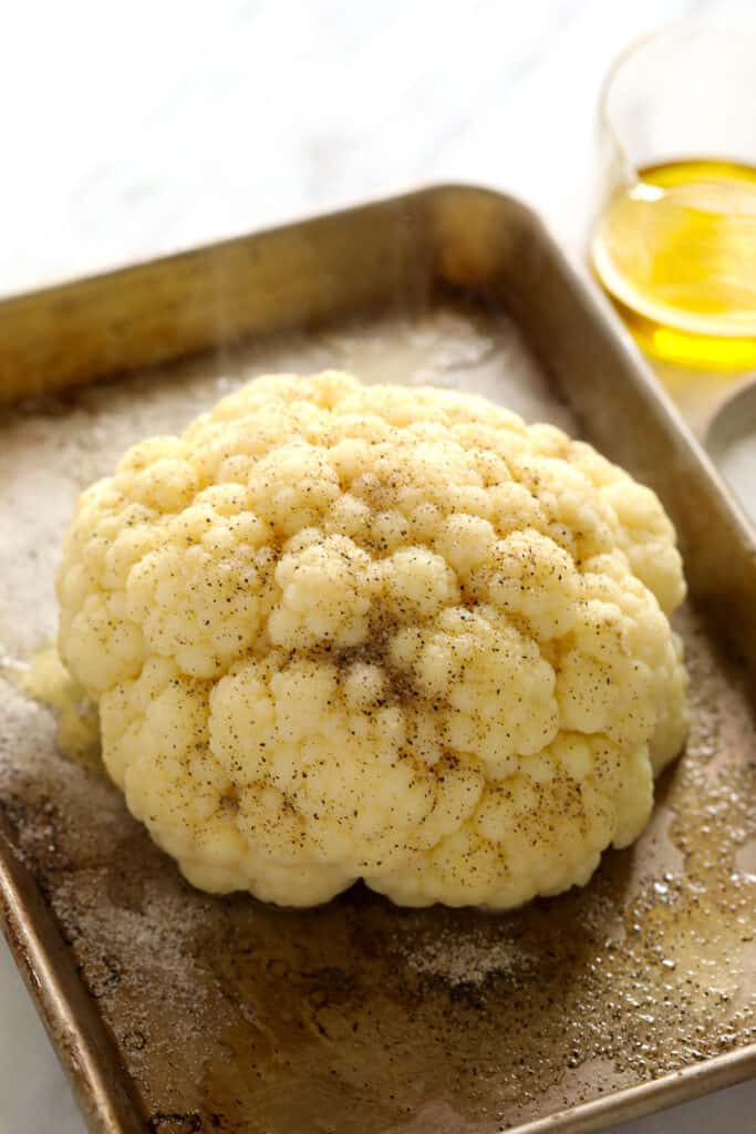 A head of steamed cauliflower. 
