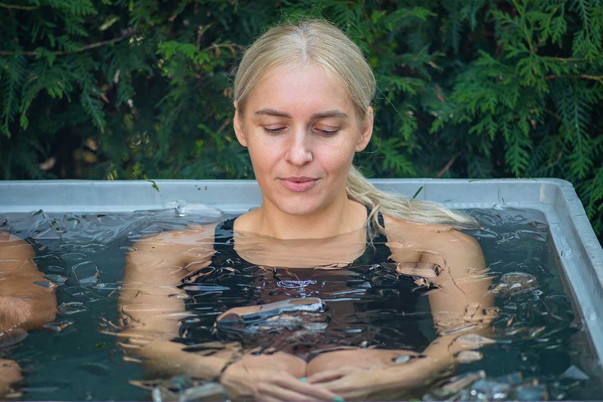 Woman in a cold plunge