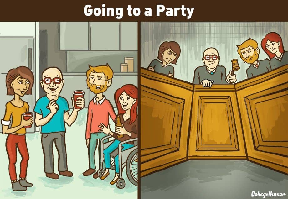 Party anxiety comic by Shea Strauss