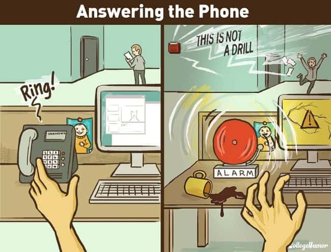 Answering the phone with social anxiety - illustration
