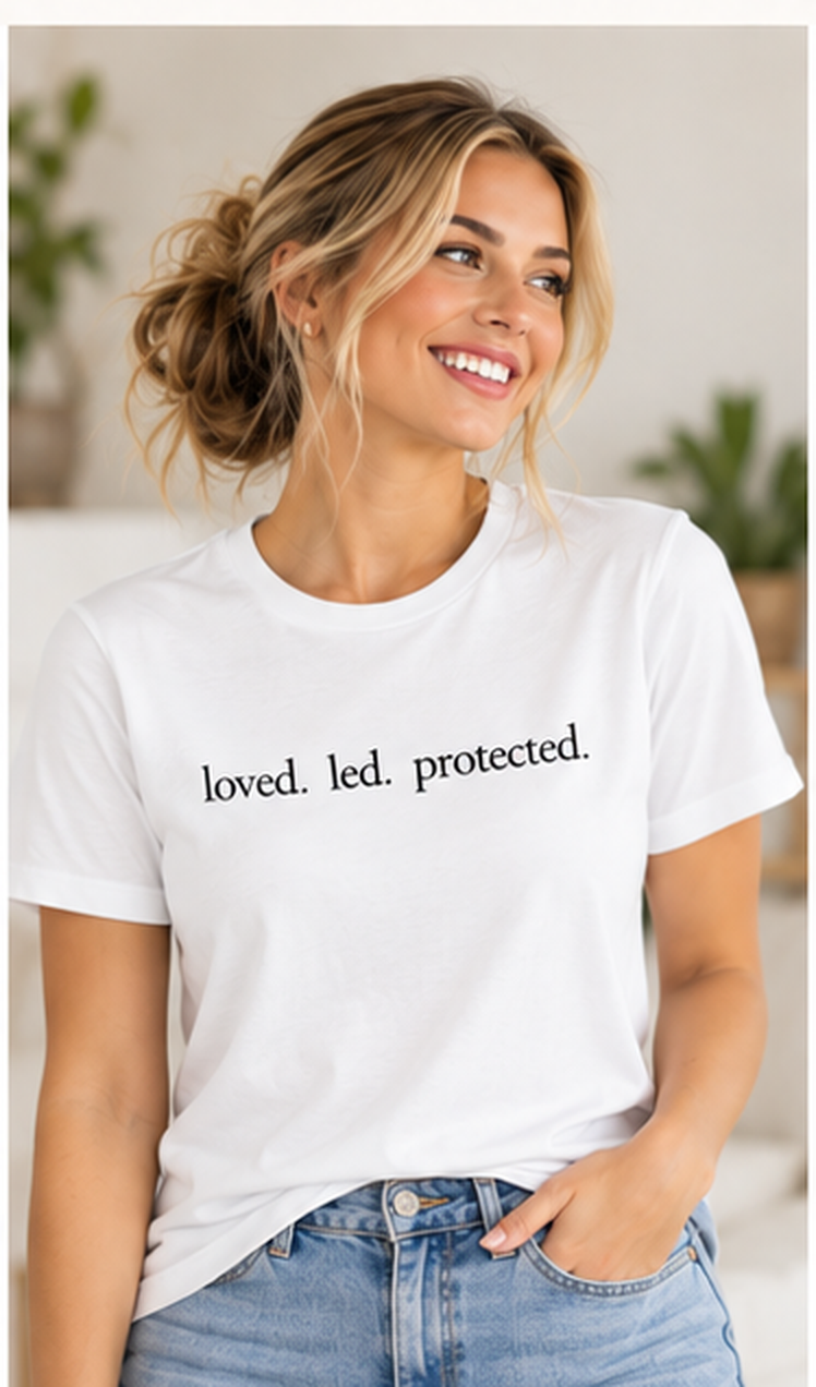 Loved. Led. Protected. organic cotton tee from the Power of Positivity shop